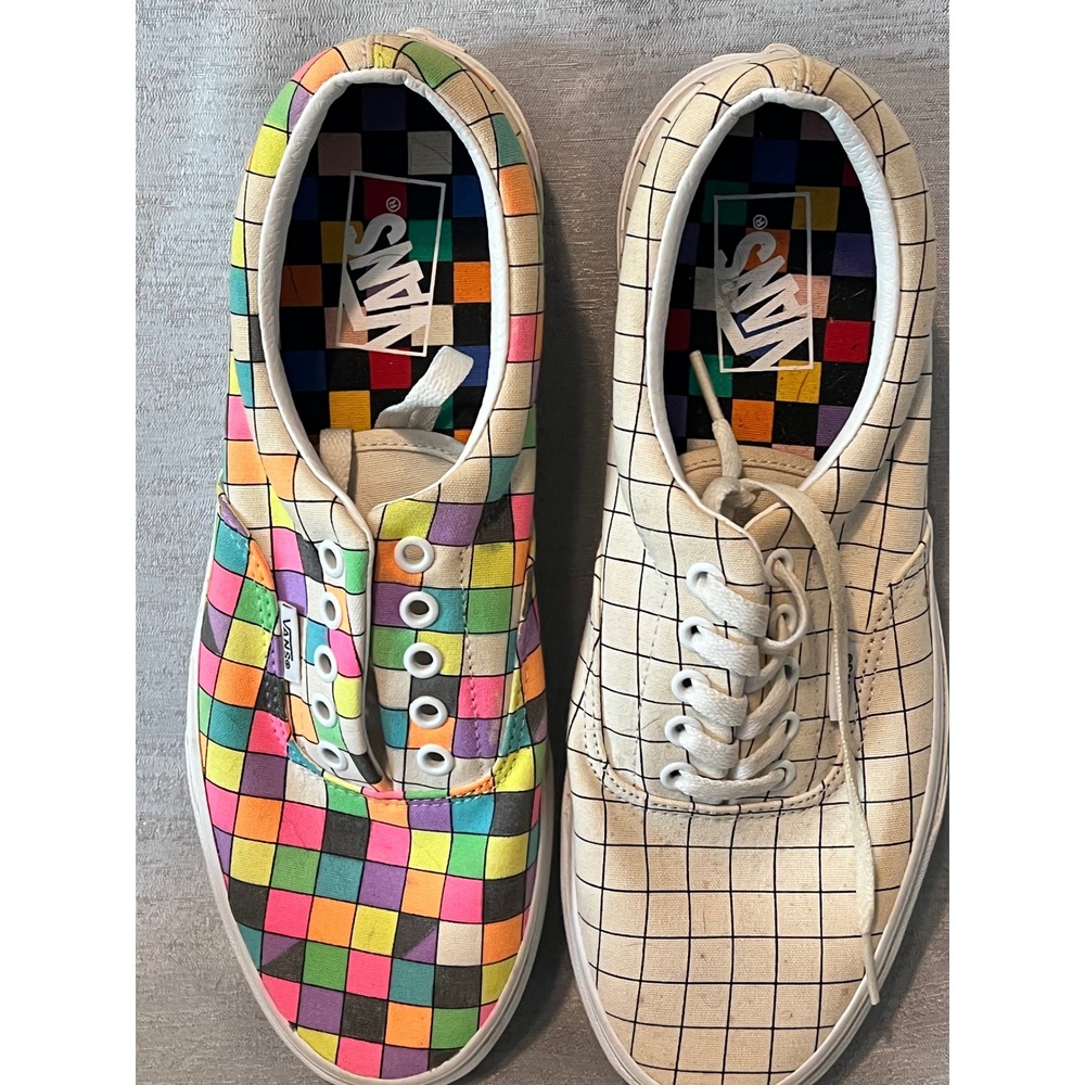 Vans Era U-Color Rainbow Checkerboard Grid Custom Skate Shoes Mens Women 9/10.5